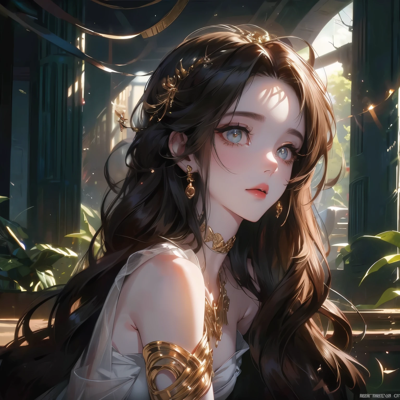 A seductively alluring gorgon with serpentine locks cascading down her shoulders, each strand shimmering with a lustrous sheen in the soft, ethereal lighting of the photo. Her piercing eyes gleam with an otherworldly intensity, drawing viewers into a captivating trance. This image, captured in a high-quality photograph, showcases the gorgon's divine beauty in stunning detail. The subtle play of shadows and highlights enhances her enchanting features, highlighting the intricate scales that adorn her skin. The overall effect is one of mesmerizing allure and timeless elegance, making the viewer feel as if they are gazing upon a mythical being from a dream.