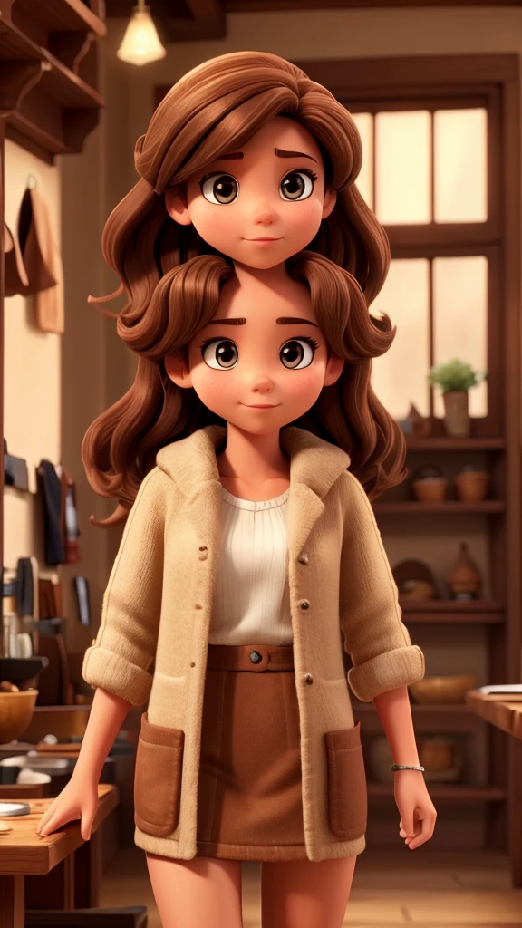 Creat a caucasian woman, with a brown hair