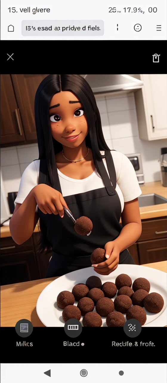 black female, making homemade truffles, with a very pretty face