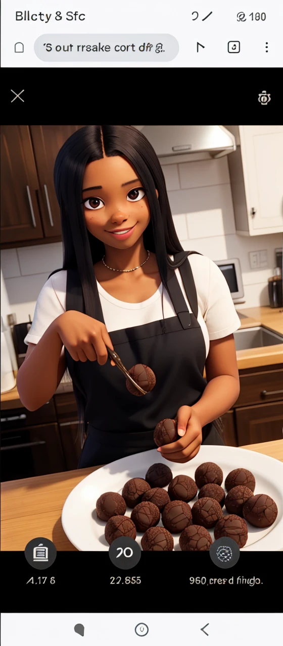 black female, making homemade truffles, with a very pretty face