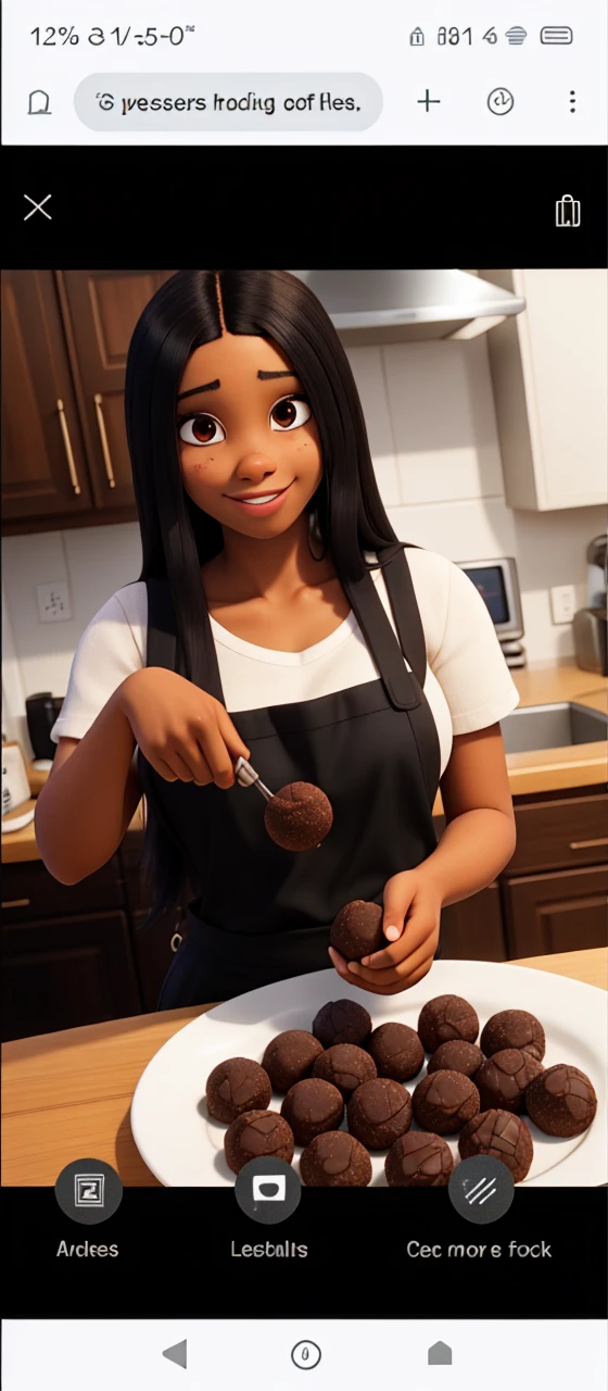 black female, making homemade truffles, with a very pretty face