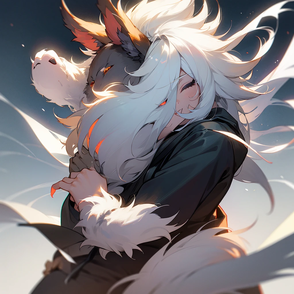 4 legged beast without eyes tender white hair 