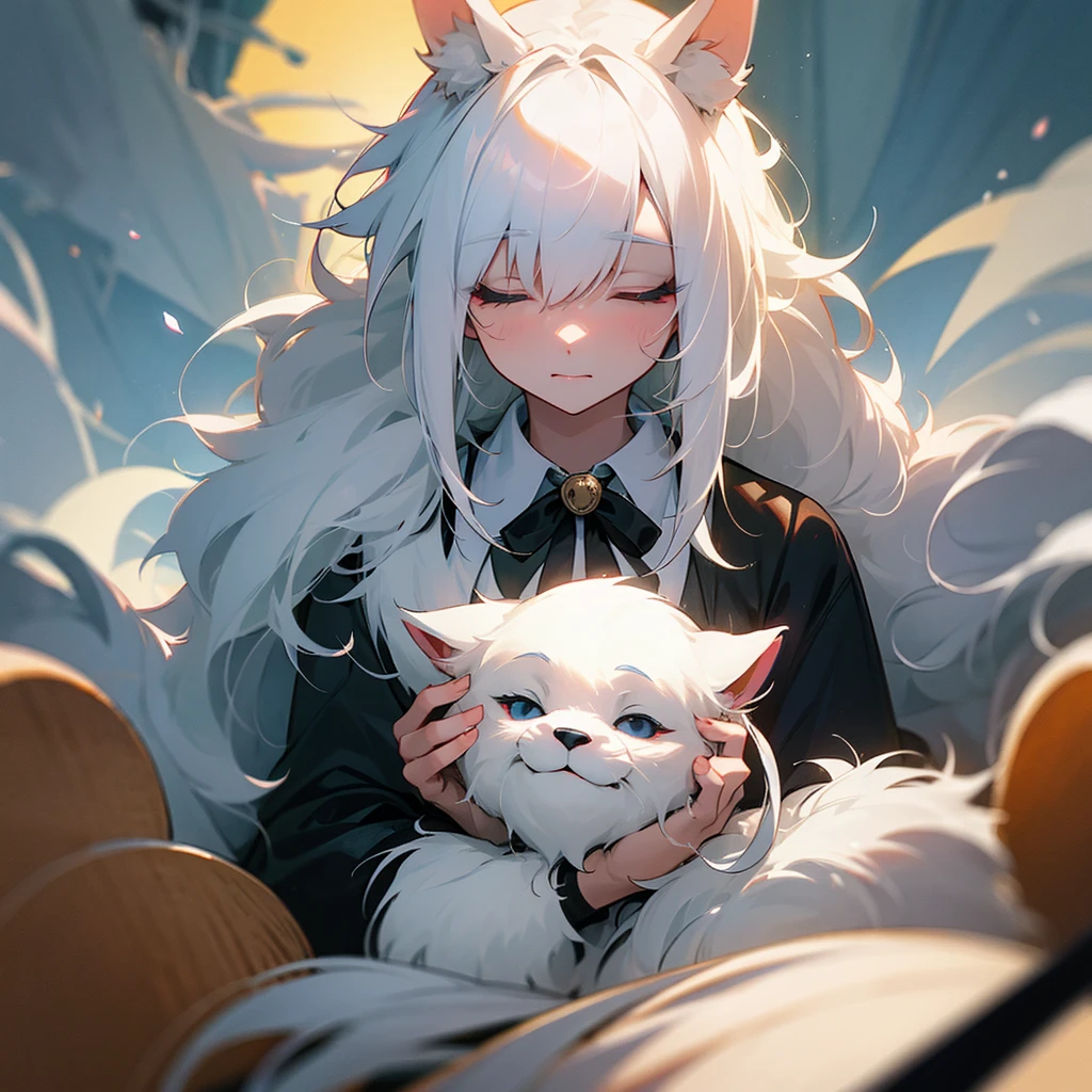 4 legged beast without eyes tender white hair 