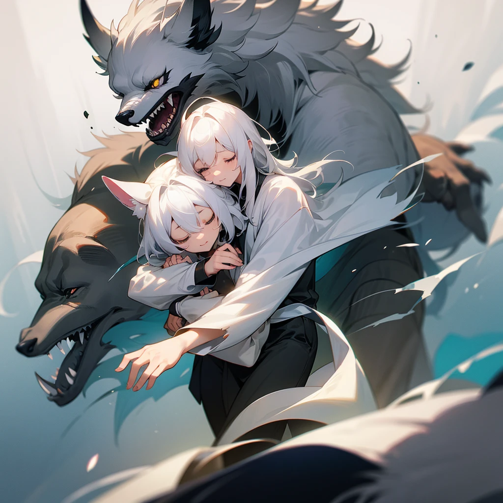 4 legged beast without eyes tender white hair 