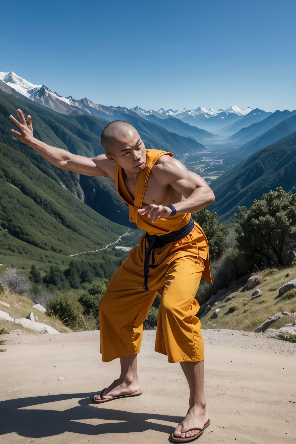 shaolin monk training in the mountains