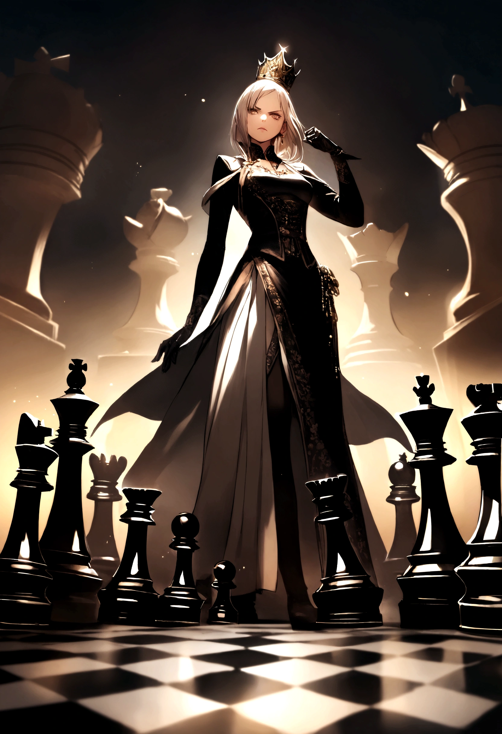 Chess, king with two pawns