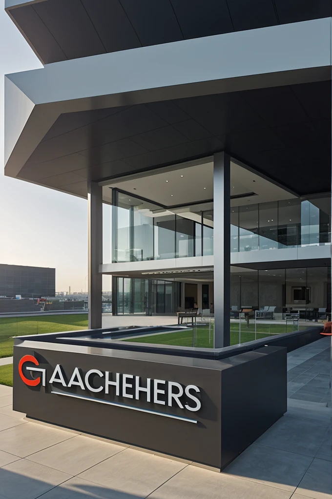 Create a logo with the name of "GDC Architects" with a slogan Architecture and Construction to publish on social networks with a background related to architecture.