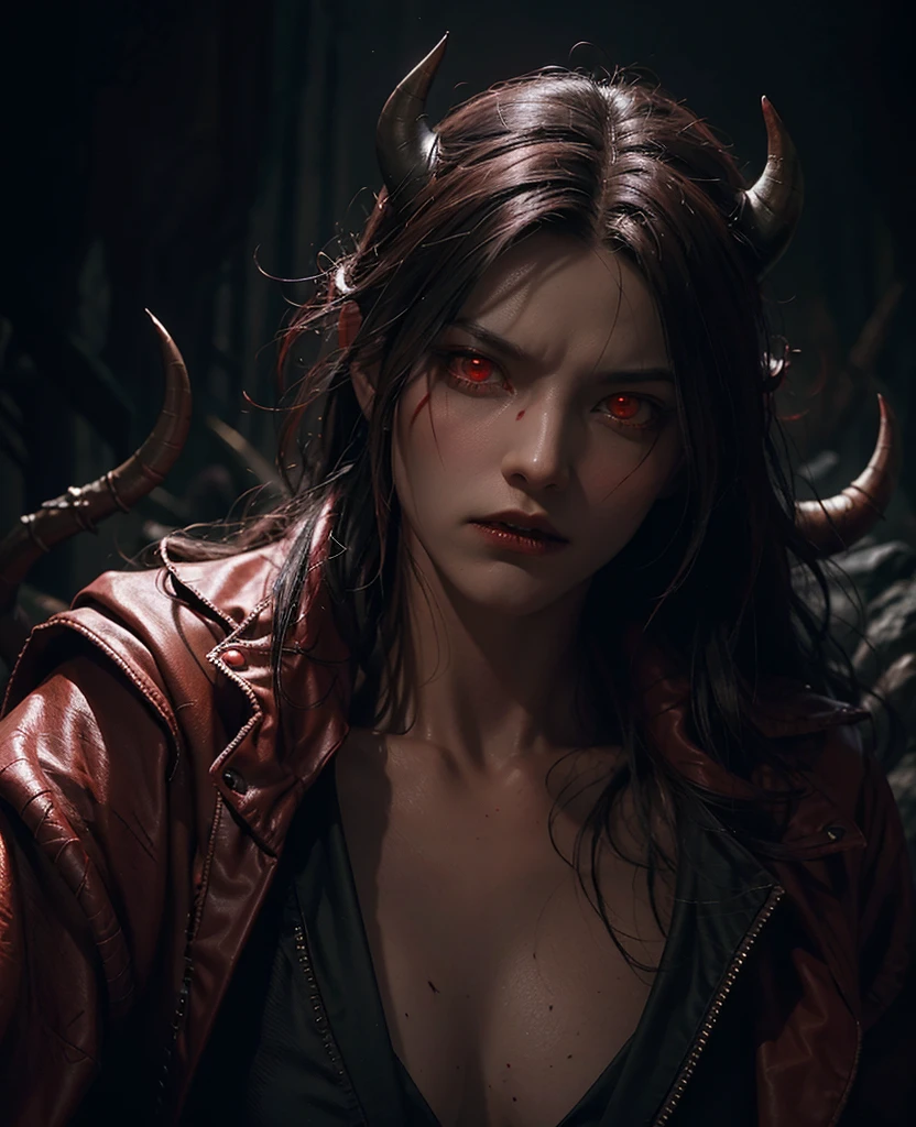 dark red Male demon, Dante's inferno, whimsical, gloomy, 1 demon, muscular body, glowing red eyes, horns, sharp teeth, claws, dark medieval background, hellfire, detailed intricate textures, chiaroscuro lighting, moody atmosphere, cinematic composition, dramatic lighting, dark fantasy, gothic, oil painting