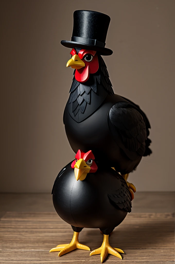 Animated chicken with bowler hat 