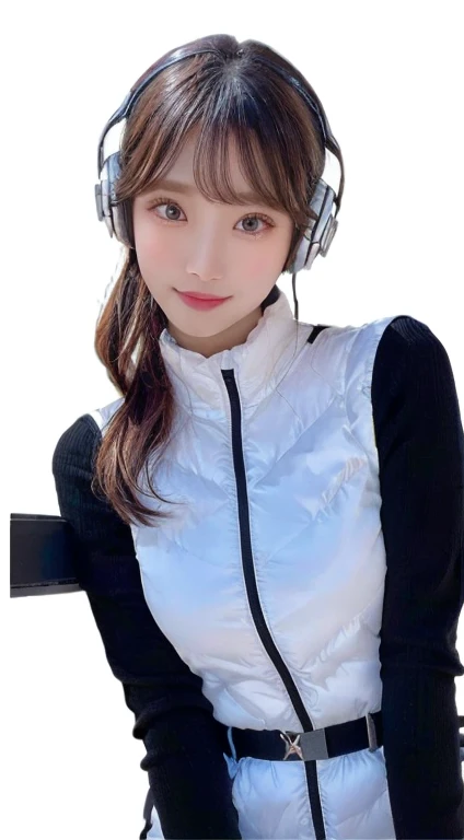 An innocent 20-year-old girl、((White tank top, Dramatic Pose)),smile,break (Spacecraft control room background):2,、break RAW Photos, (8K、Highest quality、masterpiece:1.2)、(Intricate details:1.4)、(Realistic:1.4)、Octane Rendering、Complex 3D rendering with ultra-detail, Studio Soft Light, Rim Light, Crisp details, Super detailed, Realistic skin texture, detailed aspects, Beautiful details in the eyes, Highly detailed CG Unity 16k wallpaper, Compensate, (Detailed Background:1.2), Glowing Skin, whole body、(Astro Best):2,(Black long sleeve):5,headphone,Smart Watches,((Stand with your hands folded behind your back、Leaning forward、Top view))