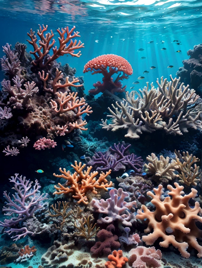 (In the water), octopus, (colorful coral reef ,In the water, Coral, Crystal clear water, ,sun rays ,Detailed marine plants, Life, Vibrant colors, Quiet atmosphere, Calm, swaying seaweed ,Alien species, A dazzling array of colors) , (Highest quality,High resolution:1.2), (In the water photography), (Vibrant), (Soft and diffuse lighting)