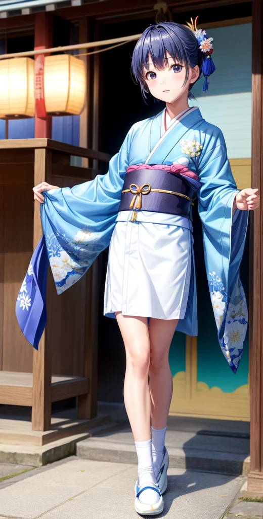 Wearing a blue kimono in the image of Hikoboshi on Tanabata、A man wearing white shoes。Keep your eyes big