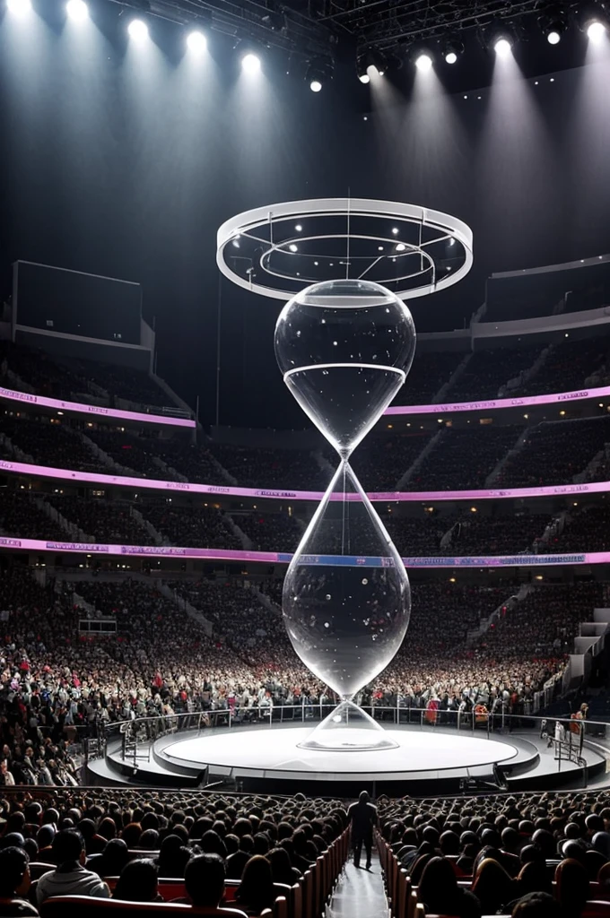 Create a large hourglass-shaped concert stage in Mexico City's zocalo without people