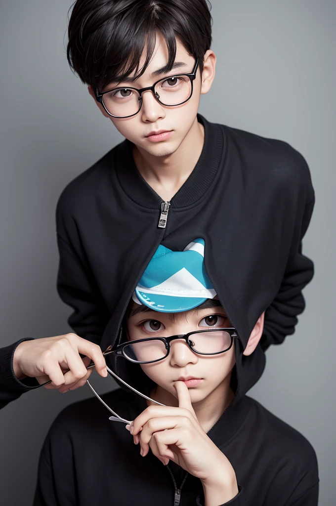 A funnily 2 boy character who wears glasses