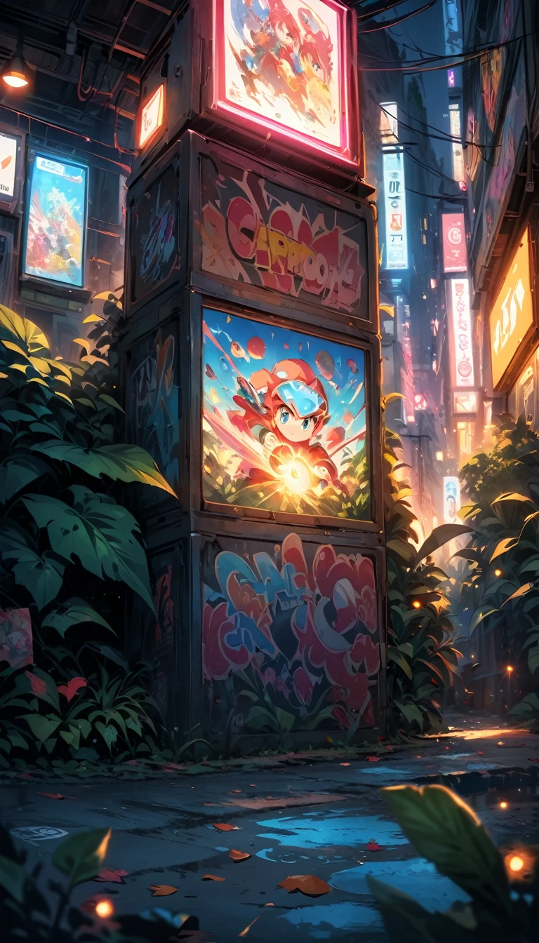 Anime style graffiti style., Adventurous cat, dense jungle, holding a machete . Vibrant, urban, detailed, Label, high quality photography, 3 point lighting, flash with light box, 4k, Canon EOS R3, HDR, seeds, sharp focus, high resolution, award-winning photo, 80mm, f2.8, bokeh