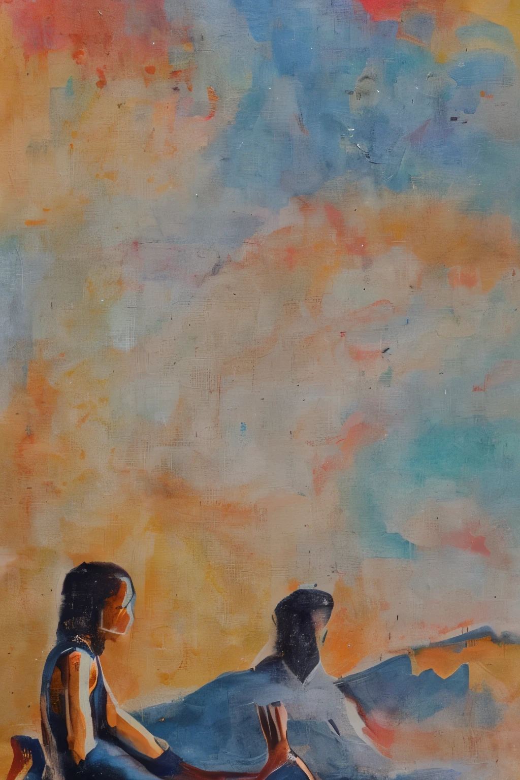 (((In front of me is a very large colorful canvas))), Alone in a colorful world with nothing, A colorful canvas appears before my eyes, (((Colorful painting, A painting depicting a person's life))), High Contrast, High chroma