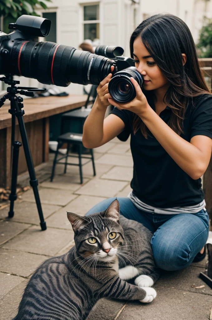 Photographer taking photos of cats