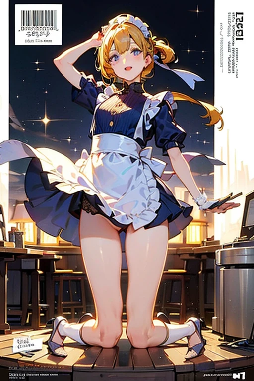 (from below:1.2),22 year old beautiful girl,Purplish blue eyes that dreamers desire,(Blonde hair) ,Longhaire,Twin-tailed,Braids, Hairline,small stature, (masutepiece:1.2, Best Quality),(finely detailed beautiful eye: 1.2),(beautifull detailed face),(perky chest:1.1),(pointed chest:1.2),(cakes magazine cover:1.5),(Best Illumination, extremely delicate and beautiful),sexy pose, in a bar counter,Ultra Contrast,Braid a little around the ears, White long dress, (very detailed),(Raw photo, highest quality),(realistic, Photoreal:1.3), high detail, very detailed complex 3D rendering of face, (very detailed skin:1.2), dynamic angle, fire glow effect, professional lighting, side light, cinematic light, a super high resolution, 8K , best shadow, particles of light, Fine skin texture, detailed face, intricate details, Super detailed, shine, Please reconsider, full body,, beautiful face, shiny skin, thin, nice companion, delicate body, thin legs, naked apron, ((crawl on all fours:0.9)), beautiful back, butt,little turn around, (A picture from a very front:0.7), bend the body, the skirt is floating in the wind:1.4, Dark purple panties, thin Pubic hair ,highest quality, high resolution, Real World, Natural light, perfect Natural Light,Realistic, (cute, perfect clothes, cute: 1.3) ,narrow waist,(with sparkling eyes and a contagious smile), open mouth, looking at viewer,