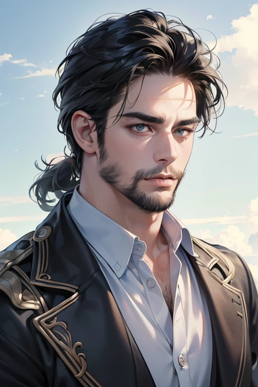 (best quality,4k,8k,highres,masterpiece:1.2),ultra-detailed,(realistic,photorealistic,photo-realistic:1.37),30 year old man,3 day beard,handsome anime,portraits,strong,masculine,dark hair,sharp jawline,mesmerizing eyes,perfectly styled hair,cool anime outfit,confident expression,vibrant colors,dynamic lighting