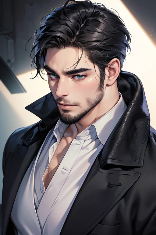 (best quality,4k,8k,highres,masterpiece:1.2),ultra-detailed,(realistic,photorealistic,photo-realistic:1.37),30 year old man,3 day beard,handsome anime,portraits,strong,masculine,dark hair,sharp jawline,mesmerizing eyes,perfectly styled hair,cool anime outfit,confident expression,vibrant colors,dynamic lighting