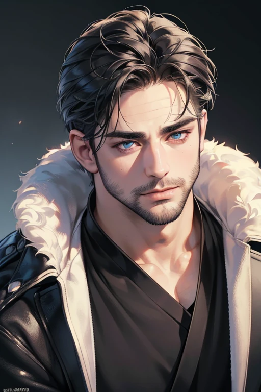 (best quality,4k,8k,highres,masterpiece:1.2),ultra-detailed,(realistic,photorealistic,photo-realistic:1.37),30 year old man,3 day beard,handsome anime,portraits,strong,masculine,dark hair,sharp jawline,mesmerizing eyes,perfectly styled hair,cool anime outfit,confident expression,vibrant colors,dynamic lighting