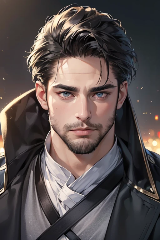 (best quality,4k,8k,highres,masterpiece:1.2),ultra-detailed,(realistic,photorealistic,photo-realistic:1.37),30 year old man,3 day beard,handsome anime,portraits,strong,masculine,dark hair,sharp jawline,mesmerizing eyes,perfectly styled hair,cool anime outfit,confident expression,vibrant colors,dynamic lighting