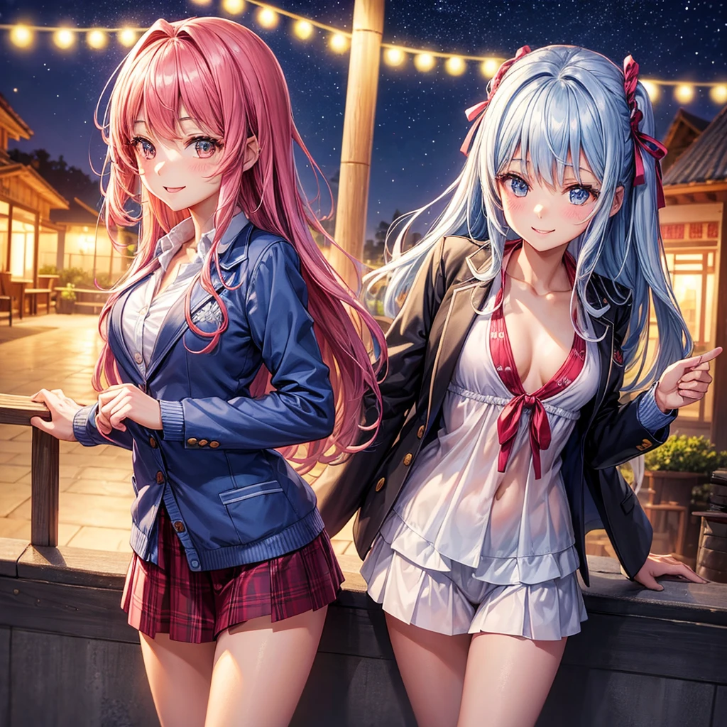 best quality,,smile,blazer,swimsuit,nepal,middle School girlultiple girls are depicted,harem,idol group,starry sky background,photo shoot,long hair,wearing a cardigan,beautiful girlの国,girl's paradise,highest quality,big breasts,leather jacket,happy girl,horny girl,blue eyes,perfect face,standing position,She has her bangs down,fur jacket,Beautiful eyes,smooth hair,perfect eyes,beautiful girl,Angel Girl,multicolored hair colors,naughty girl,beautiful,High-dimensional beautiful girl,Multidimensional beautiful girl,gathering,Group、,classroom,School,