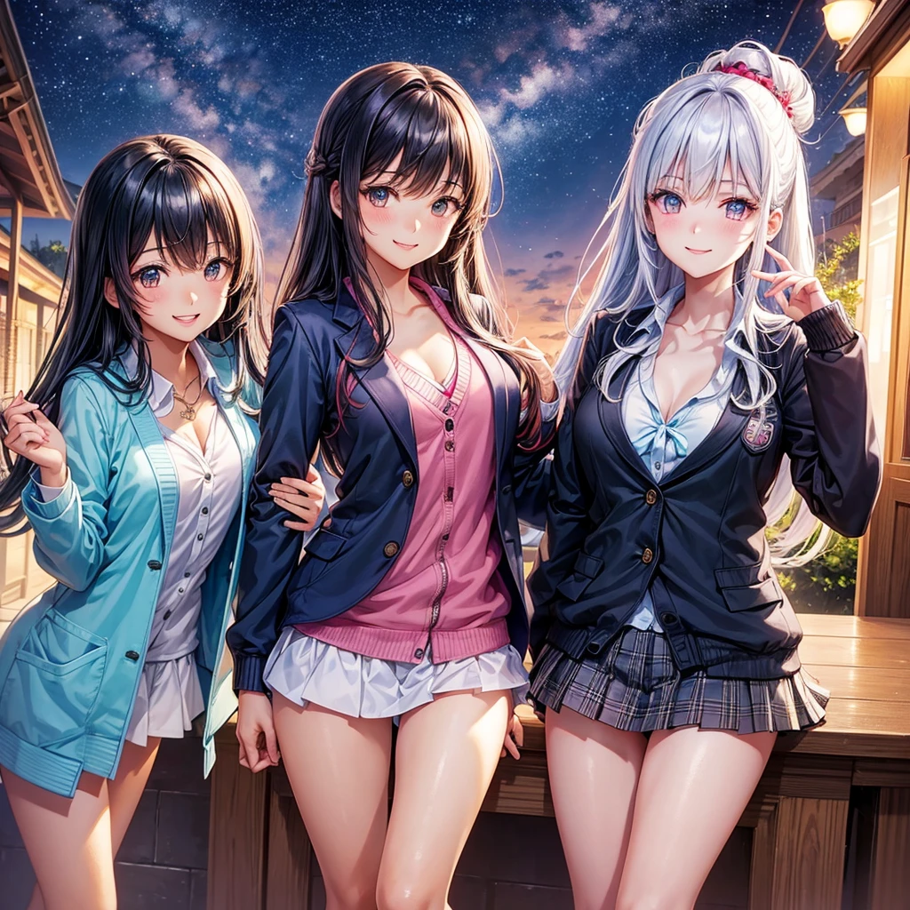 best quality,,smile,blazer,swimsuit,nepal,High-dimensional beautiful girl,leather jacket,Multidimensional beautiful girl,複数人のgirlが描かれている,They are hugging each other,Colorful,Different world,girlの集団,JK,Swimwear,bikini,girl,Sexy and cute,New generation,Evolution of fashion,middle School girlultiple girls are depicted,harem,idol group,starry sky background,photo shoot,long hair,wearing a cardigan,beautiful girlの国,girl's paradise,highest quality,big breasts,leather jacket,happy girl,horny girl,Blue eyes,perfect face,standing position,She has her bangs down,fur jacket,Beautiful eyes,smooth hair,perfect eyes,beautiful girl,Angel Girl,multicolored hair colors,naughty girl,beautiful,High-dimensional beautiful girl,Multidimensional beautiful girl,gathering,Group、,