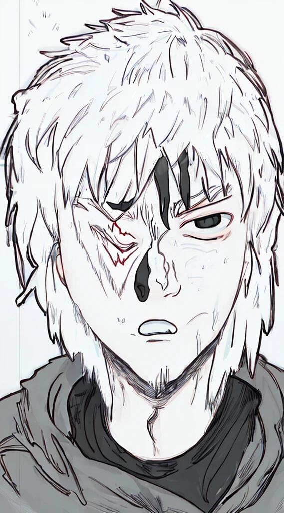 a man making a thumbnail face for YouTube screaming with excitement , white and black and put impacts lines on his face to show his emotion
