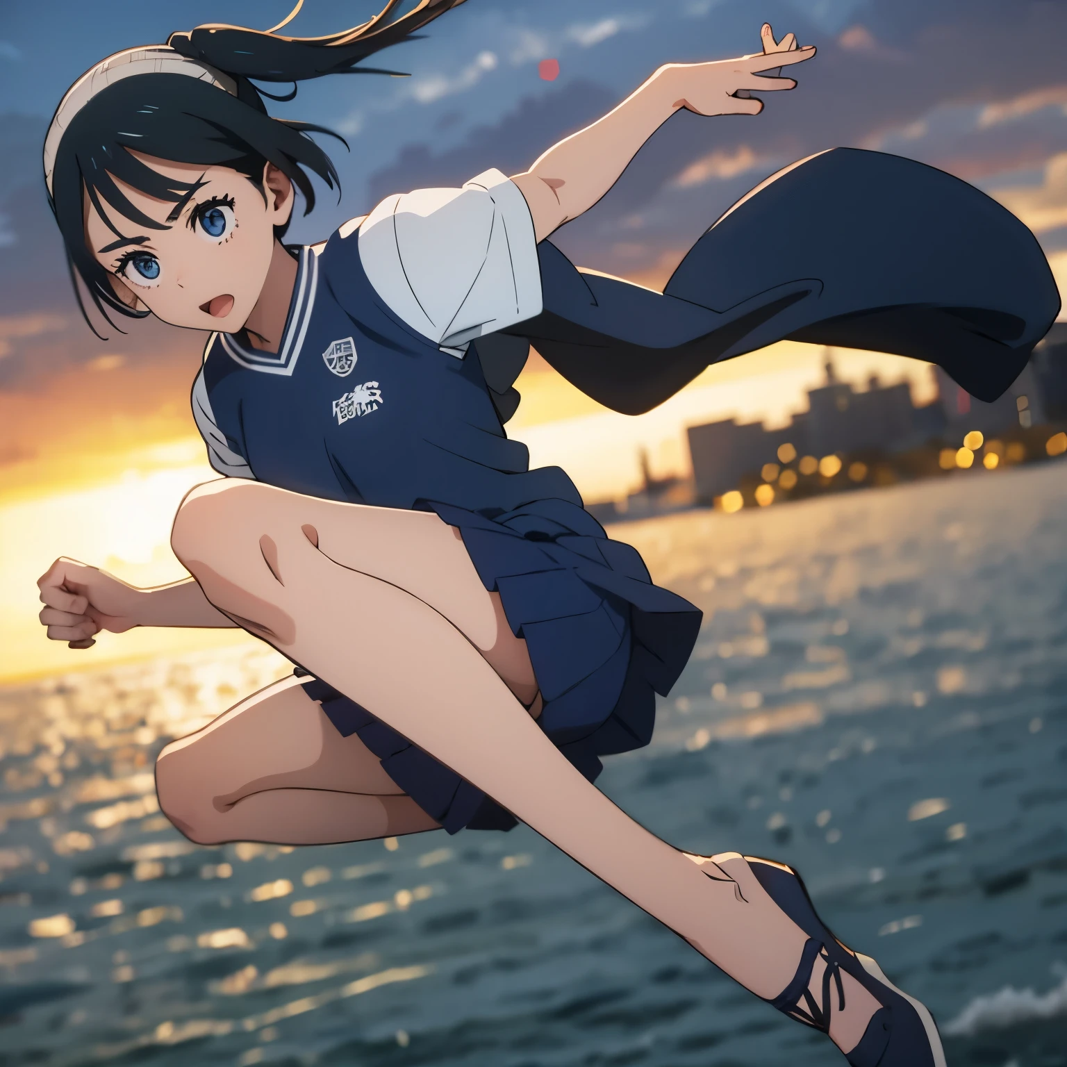 Jumping girl、No background、
