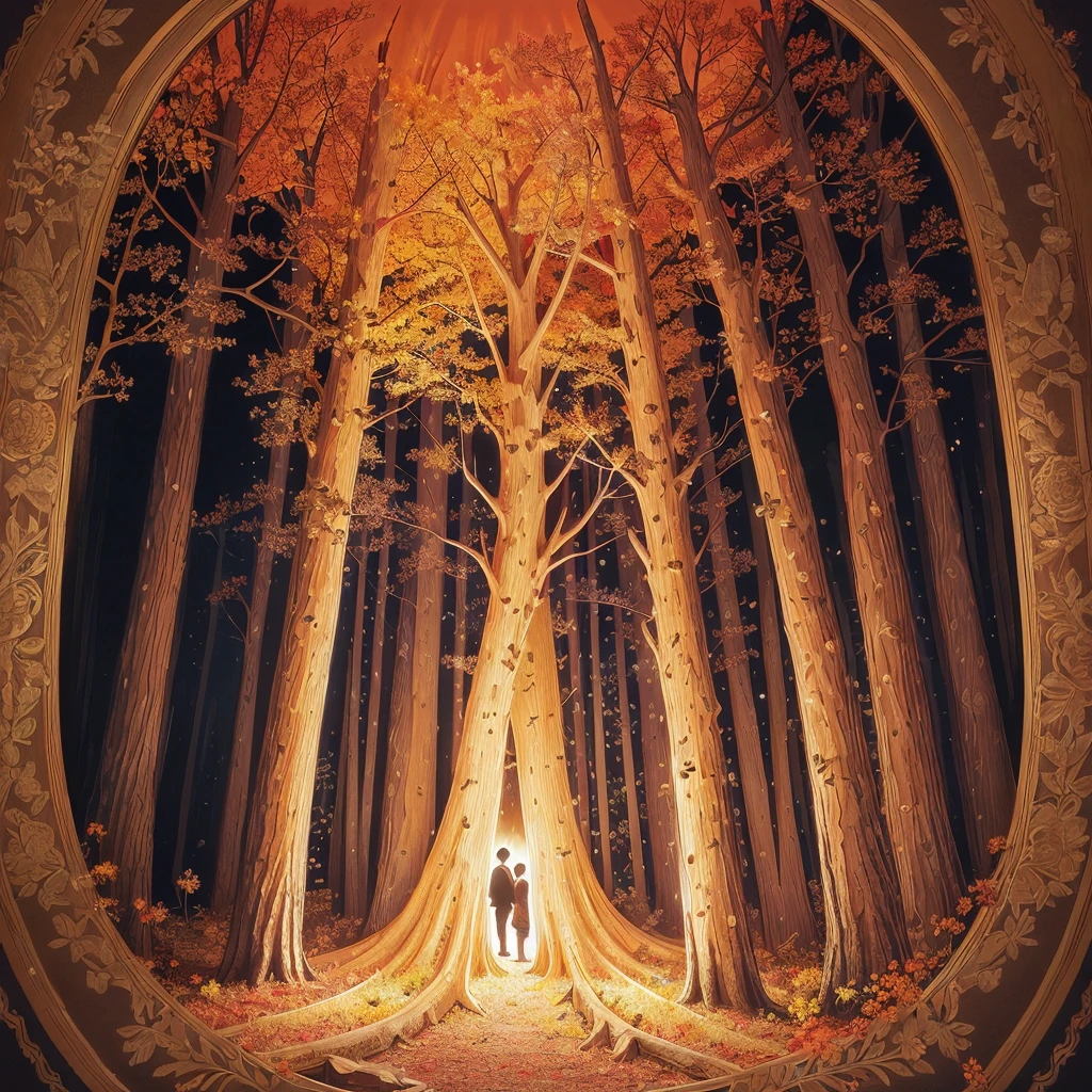 circular tree,four seasons,spring,summer,autumn,winter,leaves,roots,branches,trunk,ornate border,decorative,digital illustration,artwork,movement,time,swirling background,dark background,vibrant colors,natural,life cycle,growth,change,nature,life,peace,harmony,spirituality,symbolism,digital art,illustration,painting,graphic design,art,design,digital media,online art,visual art,fine art,fantasy