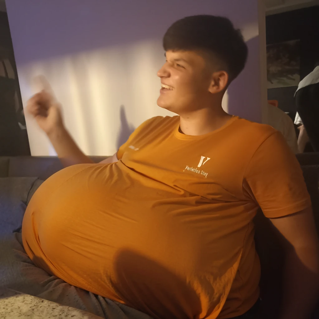 fat man with huge belly, wearing a t-shirt