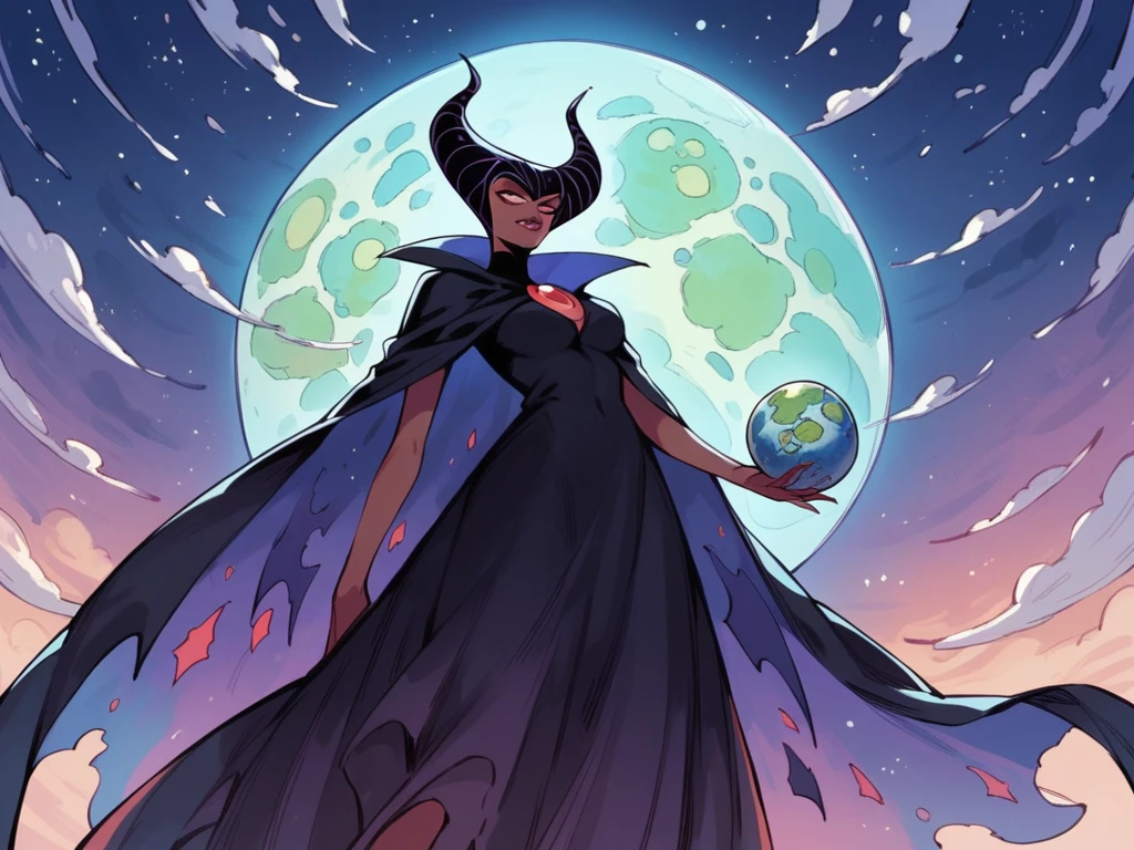Manga cover Entity cosmic woman stars maleficent nebula dark cloak dark skin giant dark dress white details holding a planet Earth universe title multiverse volume 1 Assunção