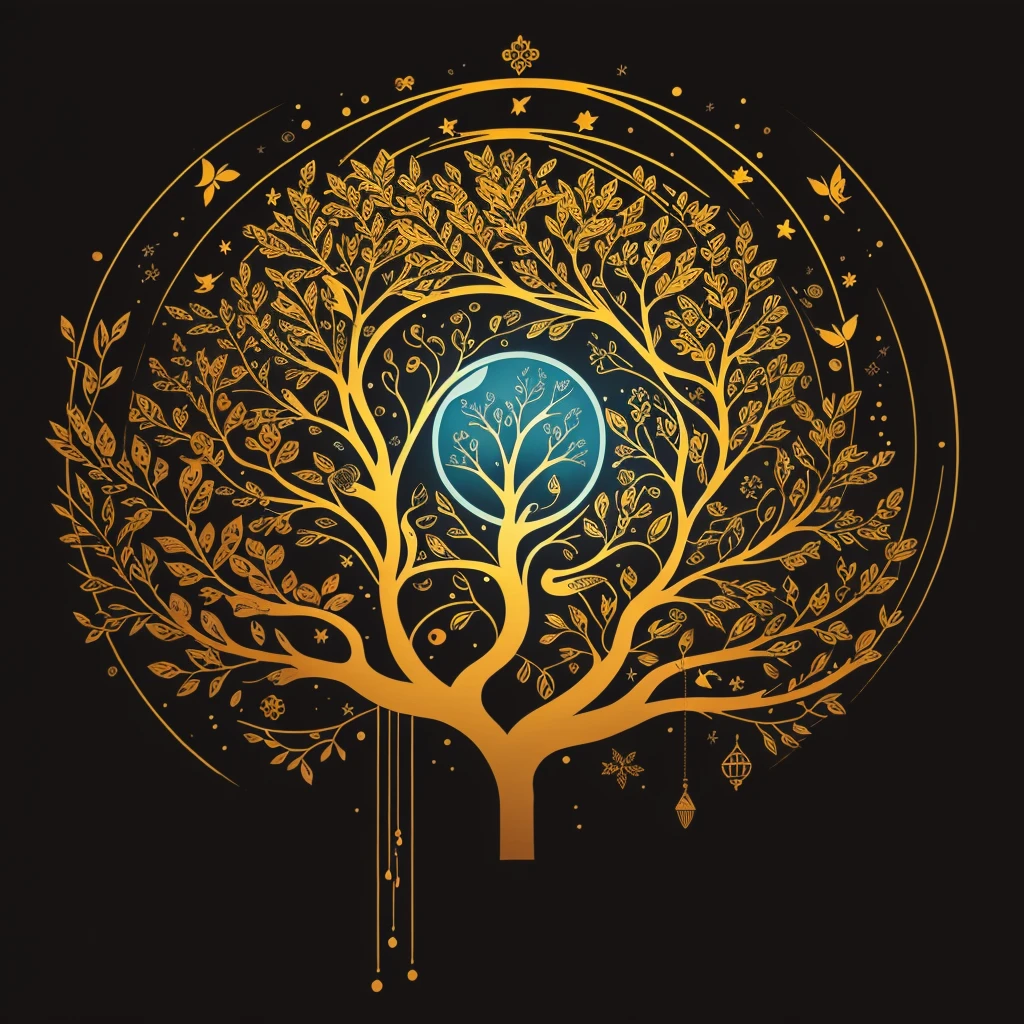 circular tree,four seasons,spring,summer,autumn,winter,leaves,roots,branches,trunk,ornate border,decorative,digital illustration,artwork,movement,time,swirling background,dark background,vibrant colors,natural,life cycle,growth,change,nature,life,peace,harmony,spirituality,symbolism,digital art,illustration,painting,graphic design,art,design,digital media,online art,visual art,fine art,fantasy