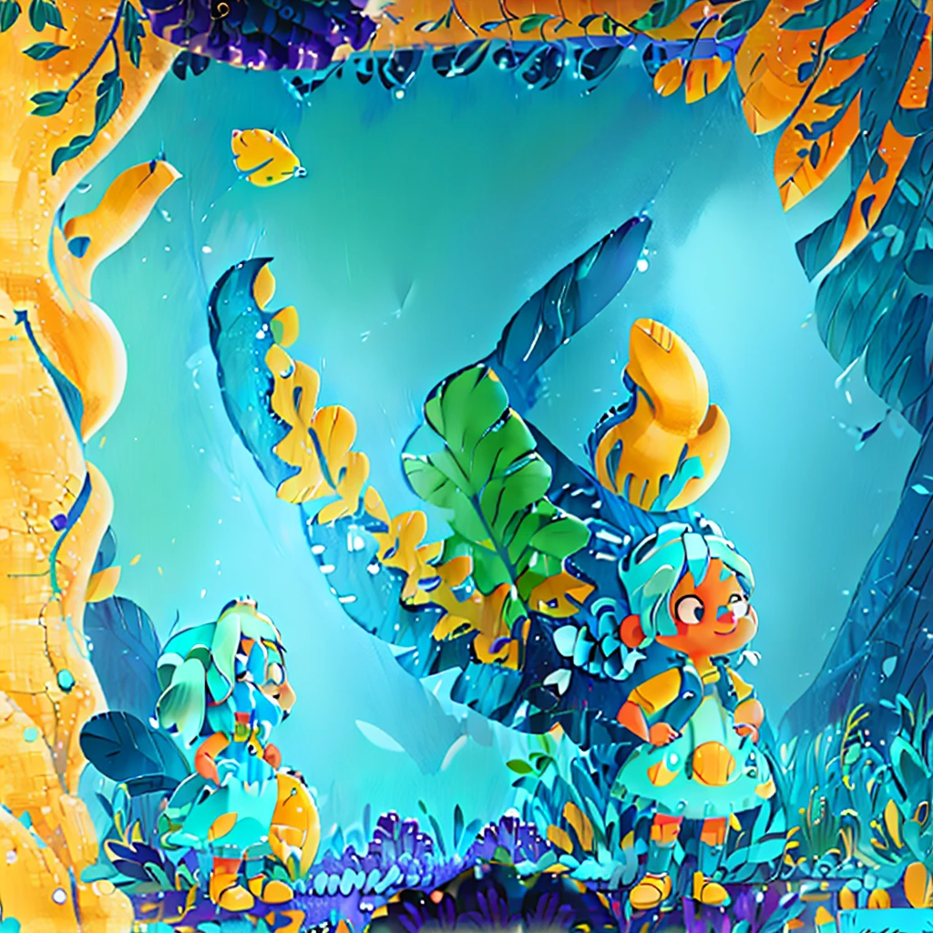 A beautiful woman with blue hair, yellow skin, and a blue dress, Marilyn Monroe style, hyper detailed botanical elements, line art, digital illustration, thick paint, maximalist botanicals, a beautiful and aesthetically pleasing illustrative masterpiece, post-edited with Topaz