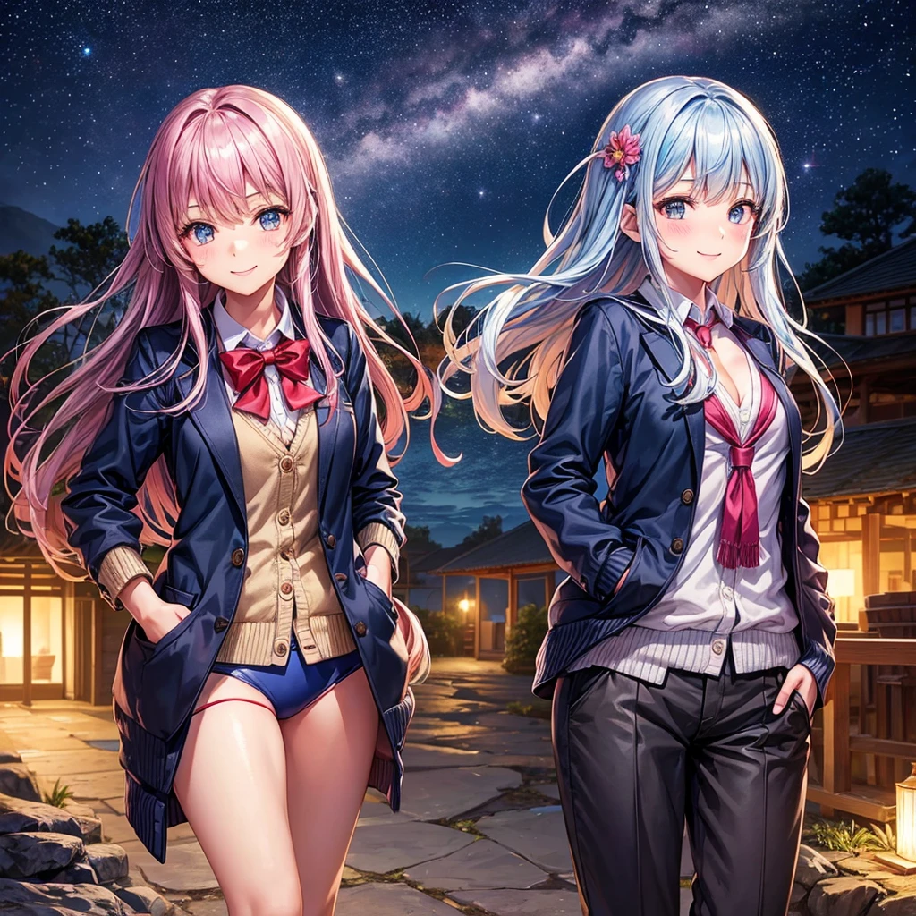 best quality,,smile,blazer,swimsuit,nepal,middle School girlultiple girls are depicted,harem,idol group,starry sky background,photo shoot,long hair,wearing a cardigan,beautiful girlの国,girl's paradise,highest quality,big breasts,leather jacket,happy girl,horny girl,blue eyes,perfect face,standing position,Swimwear,bikini,Ocean,She has her bangs down,fur jacket,Beautiful eyes,smooth hair,perfect eyes,beautiful girl,Angel Girl,multicolored hair colors,naughty girl,beautiful,High-dimensional beautiful girl,Multidimensional beautiful girl,gathering,Group、,classroom,School,