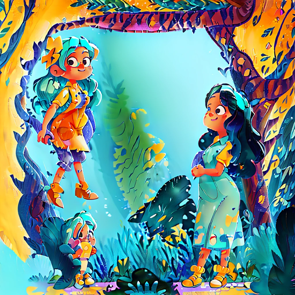 A beautiful woman with blue hair, yellow skin, and a blue dress, Marilyn Monroe style, hyper detailed botanical elements, line art, digital illustration, thick paint, maximalist botanicals, a beautiful and aesthetically pleasing illustrative masterpiece, post-edited with Topaz