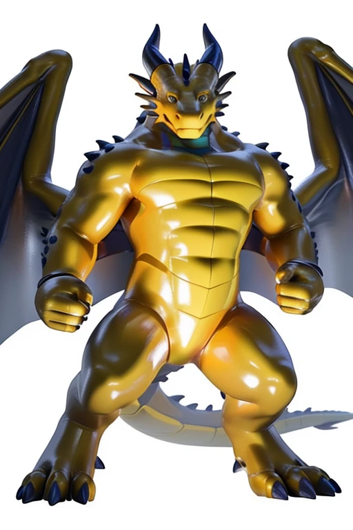 a close up of a dragon with a large body, dragon body, golden dragon,as an anthropomorphic dragon,anime:1.7, depicted as a 3 d render,art by takahirosi:1.7