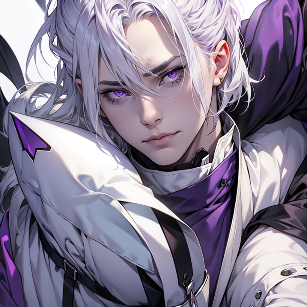 best quality, silver hair, purple eyes, pale skin,