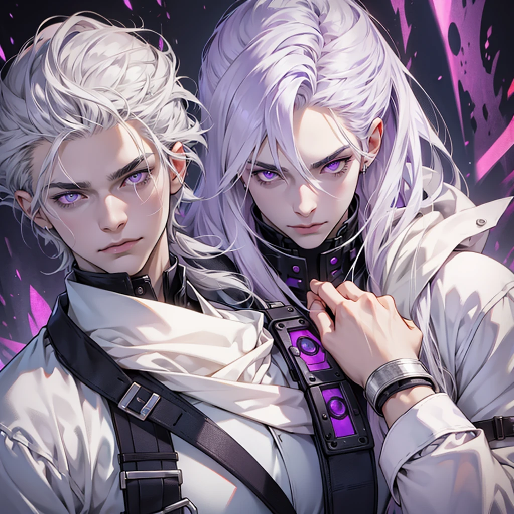 best quality, silver hair, purple eyes, pale skin,