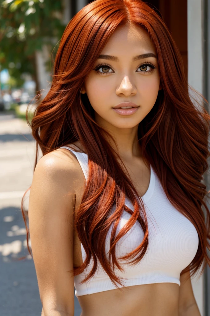 Anime girl reddish hair light skin latina idol 
