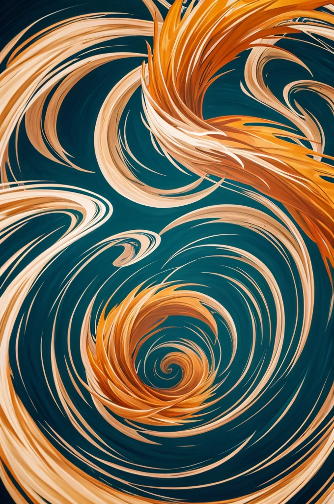 9 tailed fox swirling upwards with an expressive style of art