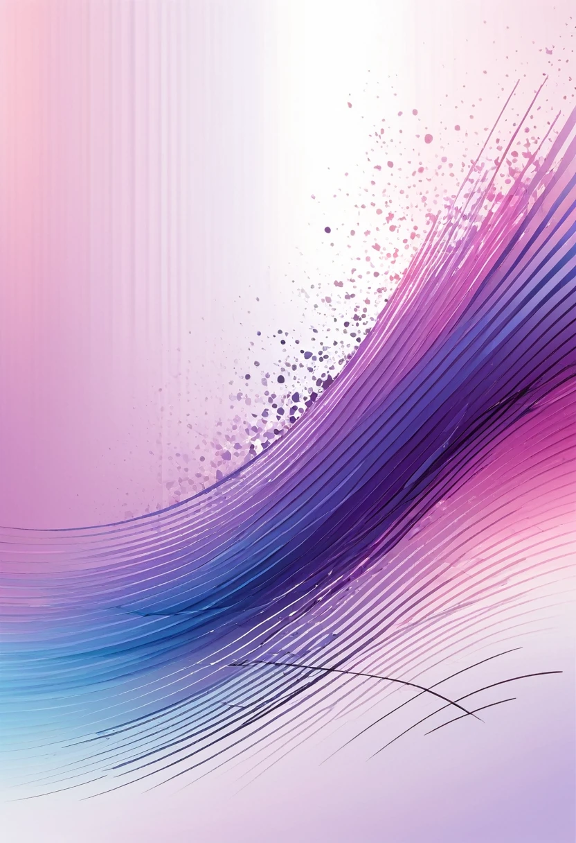 a digital drawing of an abstract composition in purple and pink, with elements that ABSTRACT LINES, creating a harmonious visual experience. The background is a gradient from light to dark shades of violet and blue, adding depth and contrast to the artwork. There's also some white space at the top for text or a title, and subtle brush strokes throughout the painting give it a hand-drawn feel. This piece seems designed as a wallpaper or cover design.