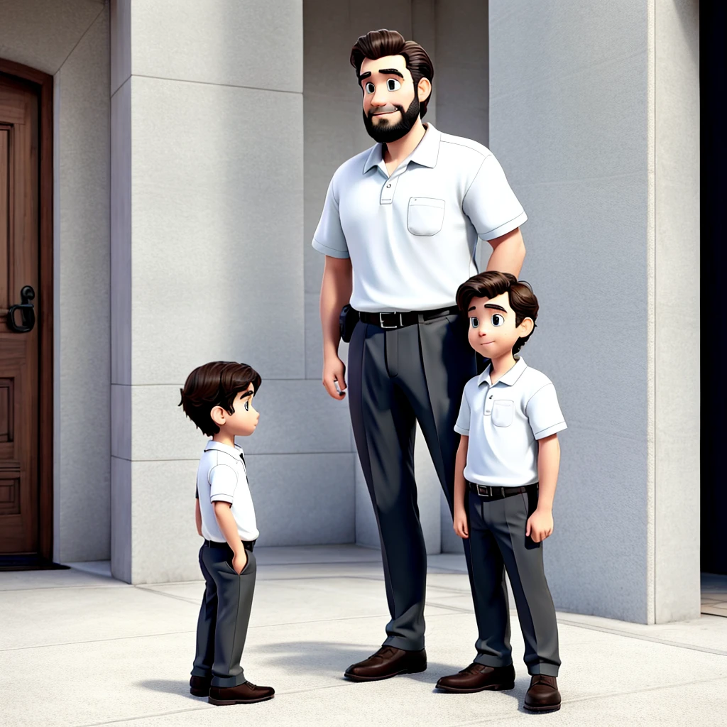 I want a drawing of a father and son in line style