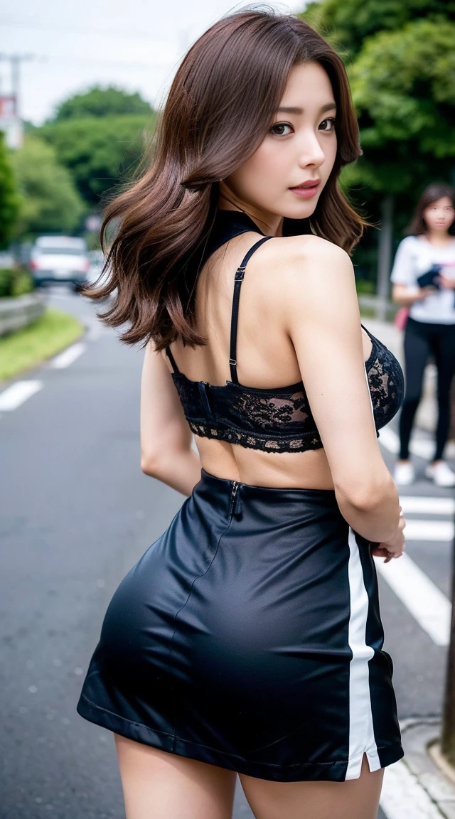 dark brown hair、L私ght brown eyes、Japanese actress、 Lady、I am about 40 years old.、(Private ntr private cate-deta private l:1.2)、(top-qual私ty:1.4)、 (Ultra high resolution:1.2)、Ultra high resolution、(A deta私led eye)、(detailed facial features)、Hmph、8K resolut私on、D cup breasts、Long Hair、Back view of a person walking on the road、Beautiful and shiny hair、Beautiful ass、Beautiful legs、Heeled pumps、Crop top、Soft Fire Long skirt 、fashionable, Attention to detail, Very detailed, Realistic, Obscene pose,tokyo.