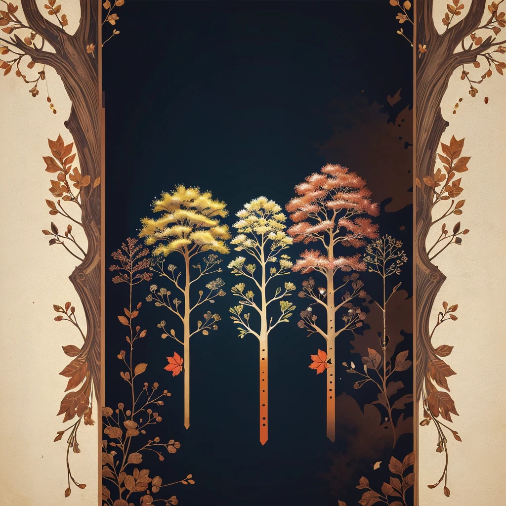 circular tree,four seasons,spring,summer,autumn,winter,leaves,roots,branches,trunk,ornate border,decorative,digital illustration,artwork,movement,time,swirling background,dark background,vibrant colors,natural,life cycle,growth,change,nature,life,peace,harmony,spirituality,symbolism,digital art,illustration,painting,graphic design,art,design,digital media,online art,visual art,fine art,fantasy