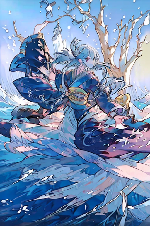 seriously, troubadour, have a lute, on the sea, play the lute, sing the requiem, wear the kimono