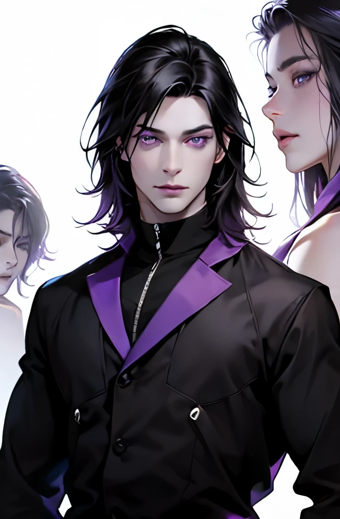 best quality, black hair, purple eyes, pale skin, 31 years. 8k, 4k.