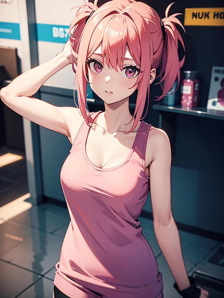 1 girl, 3D rendering, pink hair, Trendy clothes, Headshots showing chest