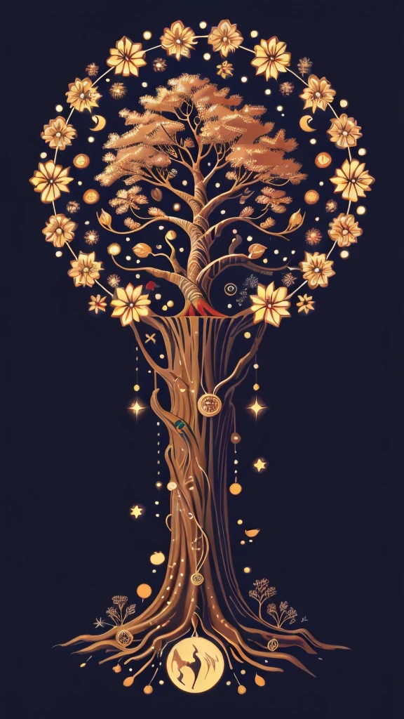 circular tree,four seasons,spring,summer,autumn,winter,leaves,roots,branches,trunk,ornate border,decorative,digital illustration,artwork,movement,time,swirling background,dark background,vibrant colors,natural,life cycle,growth,change,nature,life,peace,harmony,spirituality,symbolism,digital art,illustration,painting,graphic design,art,design,digital media,online art,visual art,fine art,fantasy